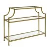 Aimee 43 in. Gold Standard Rectangle Glass Console Table with Storage by CROSLEY FURNITURE -Deals CROSLEY FURNITURE Store gold crosley furniture console tables cf1307 gl 64 1000