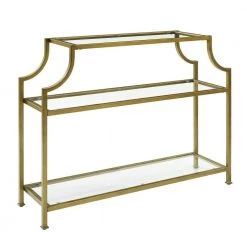 Aimee 43 in. Gold Standard Rectangle Glass Console Table with Storage by CROSLEY FURNITURE