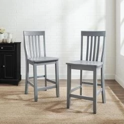 School House 41 in. Gray Slat Back Wood Counter Height Bar Stool (Set of 2) by CROSLEY FURNITURE 13 School House 41 in. Gray Slat Back Wood Counter Height Bar Stool (Set of 2) by CROSLEY FURNITURE -Deals CROSLEY FURNITURE Store gray crosley furniture bar stools cf500324 gy 31 1000