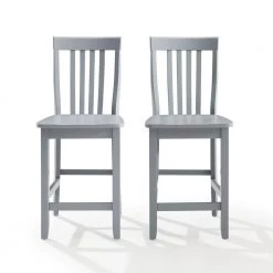 School House 41 in. Gray Slat Back Wood Counter Height Bar Stool (Set of 2) by CROSLEY FURNITURE 12 School House 41 in. Gray Slat Back Wood Counter Height Bar Stool (Set of 2) by CROSLEY FURNITURE -Deals CROSLEY FURNITURE Store gray crosley furniture bar stools cf500324 gy 4f 1000