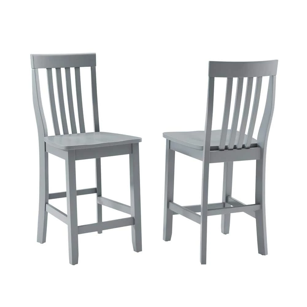 School House 41 in. Gray Slat Back Wood Counter Height Bar Stool (Set of 2) by CROSLEY FURNITURE 3 School House 41 in. Gray Slat Back Wood Counter Height Bar Stool (Set of 2) by CROSLEY FURNITURE
