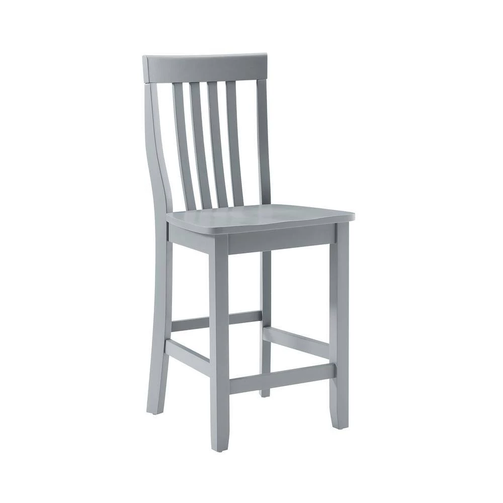 School House 41 in. Gray Slat Back Wood Counter Height Bar Stool (Set of 2) by CROSLEY FURNITURE 6 School House 41 in. Gray Slat Back Wood Counter Height Bar Stool (Set of 2) by CROSLEY FURNITURE - Image 4