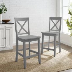 Gray X-Back Counter Stool (Set of 2) by CROSLEY FURNITURE -Deals CROSLEY FURNITURE Store gray crosley furniture bar stools cf500424 gy 31 1000