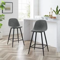 Weston 35.5 in. Gray Standard Back Metal Frame Counter Height Stool (Set of 2) by CROSLEY FURNITURE -Deals CROSLEY FURNITURE Store gray crosley furniture bar stools cf501625 gy 31 1000