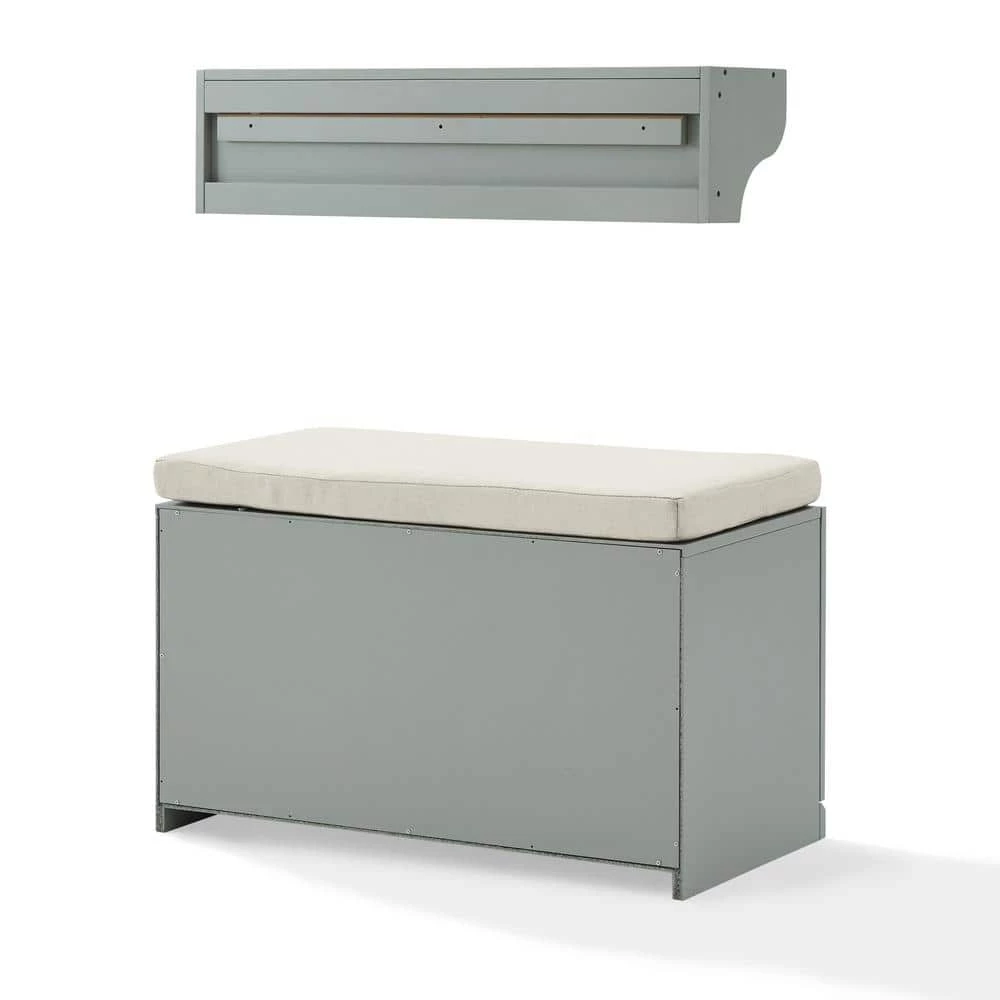 Harper Gray Bench Set with Shelf 33 in. x 16.5 in. x 74 in. by CROSLEY FURNITURE 7 Harper Gray Bench Set with Shelf 33 in. x 16.5 in. x 74 in. by CROSLEY FURNITURE - Image 5