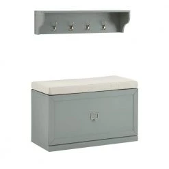 Harper Gray Bench Set with Shelf 33 in. x 16.5 in. x 74 in. by CROSLEY FURNITURE