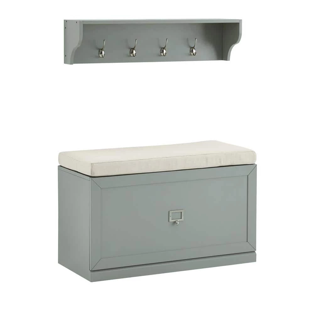 Harper Gray Bench Set with Shelf 33 in. x 16.5 in. x 74 in. by CROSLEY FURNITURE 3 Harper Gray Bench Set with Shelf 33 in. x 16.5 in. x 74 in. by CROSLEY FURNITURE