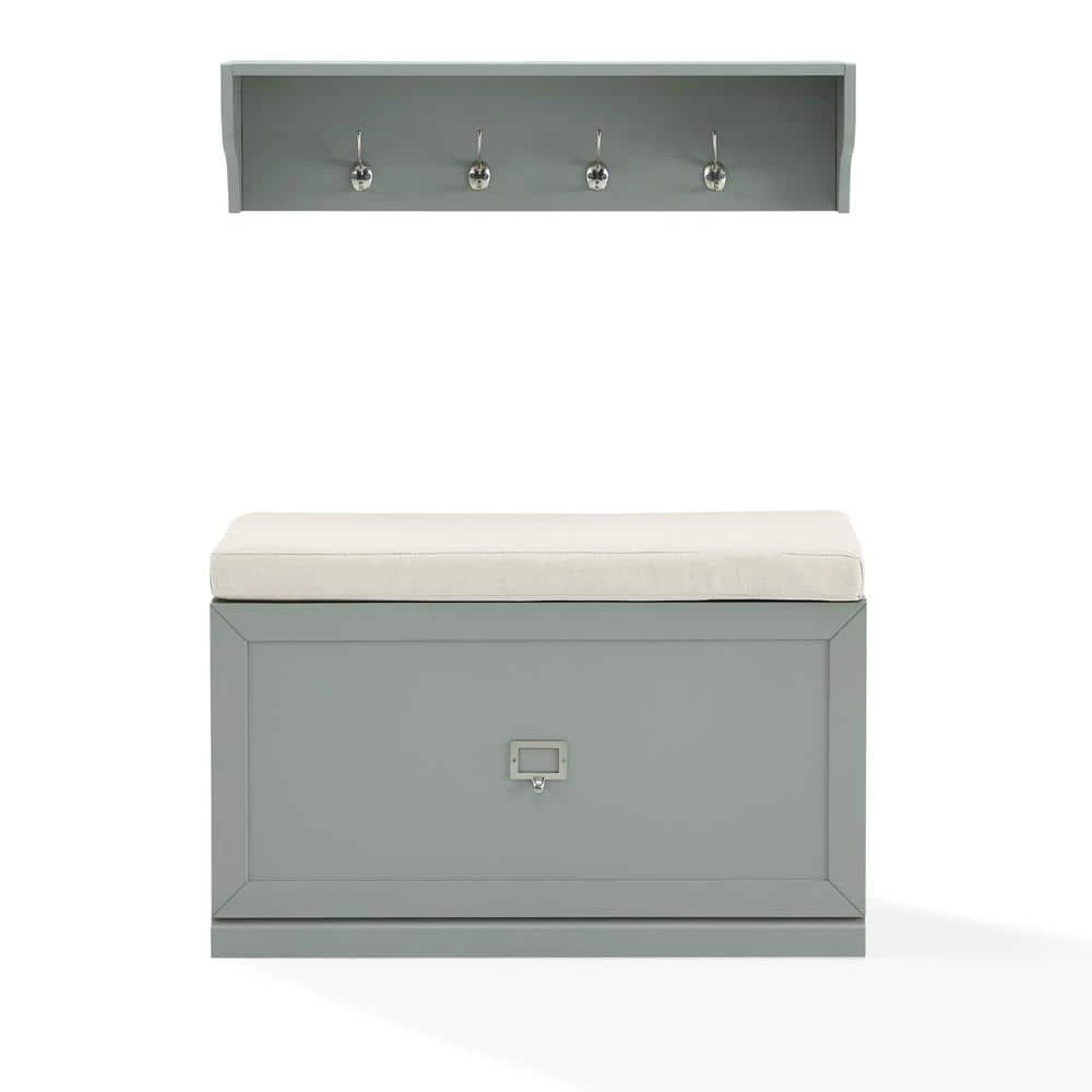 Harper Gray Bench Set with Shelf 33 in. x 16.5 in. x 74 in. by CROSLEY FURNITURE 5 Harper Gray Bench Set with Shelf 33 in. x 16.5 in. x 74 in. by CROSLEY FURNITURE - Image 3