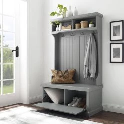 Seaside Gray Hall Tree by CROSLEY FURNITURE -Deals CROSLEY FURNITURE Store gray crosley furniture hall trees cf6006 gy fa 1000