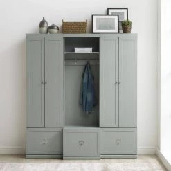 Harper Gray 3-Piece Hall Tree Set by CROSLEY FURNITURE -Deals CROSLEY FURNITURE Store gray crosley furniture hall trees kf31012gy 31 1000