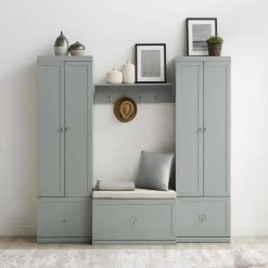 Harper Gray 4-Piece Hall Tree Set by CROSLEY FURNITURE -Deals CROSLEY FURNITURE Store gray crosley furniture hall trees kf31015gy 31 1000