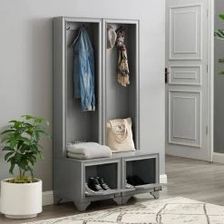 Tara 2-Piece Gray Entryway Set by CROSLEY FURNITURE -Deals CROSLEY FURNITURE Store gray crosley furniture hall trees kf33007gy 44 1000