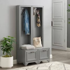Tara 2-Piece Gray Entryway Set by CROSLEY FURNITURE -Deals CROSLEY FURNITURE Store gray crosley furniture hall trees kf33007gy 4f 1000