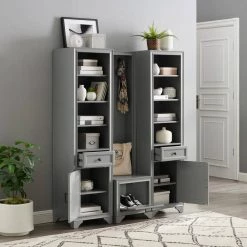 Tara Gray 3-Piece Entryway Set by CROSLEY FURNITURE -Deals CROSLEY FURNITURE Store gray crosley furniture hall trees kf33009gy 77 1000