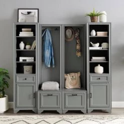 Tara Gray 4-Piece Entryway Set by CROSLEY FURNITURE -Deals CROSLEY FURNITURE Store gray crosley furniture hall trees kf33010gy 31 1000