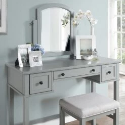 Vista 3-Piece Gray Vanity Set by CROSLEY FURNITURE -Deals CROSLEY FURNITURE Store gray crosley furniture makeup vanities kf60008gy 77 1000