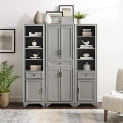Tara 3-Piece Gray Pantry Set by CROSLEY FURNITURE -Deals CROSLEY FURNITURE Store gray crosley furniture pantry cabinets kf33006gy 31 1000