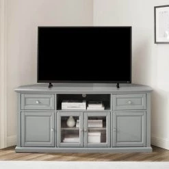 60 in. Gray TV Stand with 2-Drawers Fits TV's up to 65 in. with Cable Management by CROSLEY FURNITURE -Deals CROSLEY FURNITURE Store gray crosley furniture tv stands cf1000260 gy 31 1000