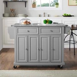 Full Size Grey Kitchen Cart with Solid Granite Top by CROSLEY FURNITURE -Deals CROSLEY FURNITURE Store gray granite crosley furniture kitchen carts kf30003egy 44 1000