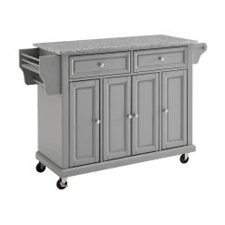 Full Size Grey Kitchen Cart with Solid Granite Top by CROSLEY FURNITURE