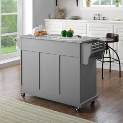 Full Size Grey Kitchen Cart with Solid Granite Top by CROSLEY FURNITURE -Deals CROSLEY FURNITURE Store gray granite crosley furniture kitchen carts kf30003egy 76 1000