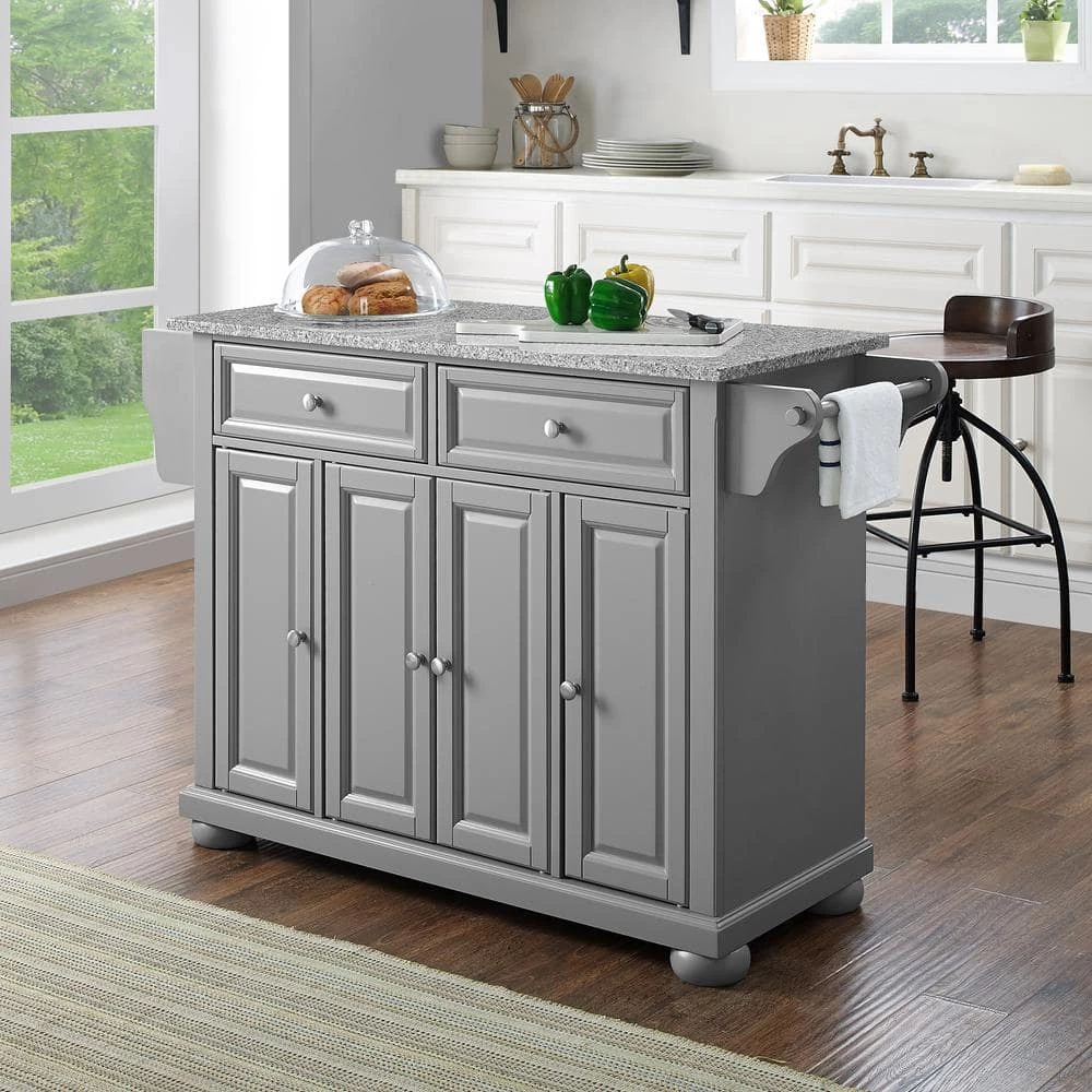 Alexandria Gray Kitchen Island with Granite Top by CROSLEY FURNITURE 11 Alexandria Gray Kitchen Island with Granite Top by CROSLEY FURNITURE - Image 9