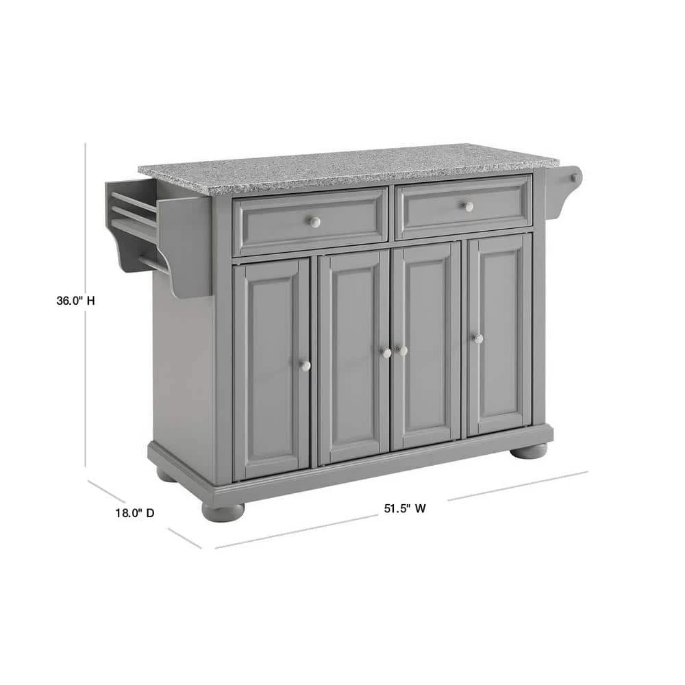 Alexandria Gray Kitchen Island with Granite Top by CROSLEY FURNITURE 4 Alexandria Gray Kitchen Island with Granite Top by CROSLEY FURNITURE - Image 2