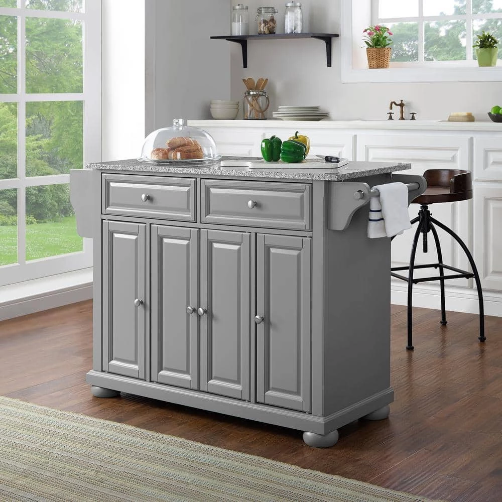 Alexandria Gray Kitchen Island with Granite Top by CROSLEY FURNITURE 6 Alexandria Gray Kitchen Island with Granite Top by CROSLEY FURNITURE - Image 4