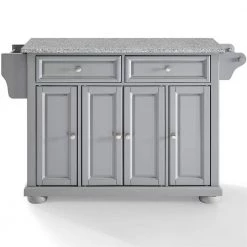 Alexandria Gray Kitchen Island with Granite Top by CROSLEY FURNITURE