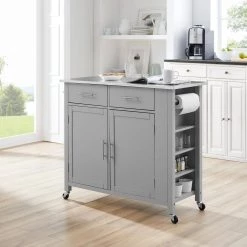 Savannah Gray with Stainless Steel Top Full-Size Kitchen Island by CROSLEY FURNITURE 15 Savannah Gray with Stainless Steel Top Full-Size Kitchen Island by CROSLEY FURNITURE -Deals CROSLEY FURNITURE Store gray with stainless top crosley furniture kitchen carts cf3029ss gy 31 1000