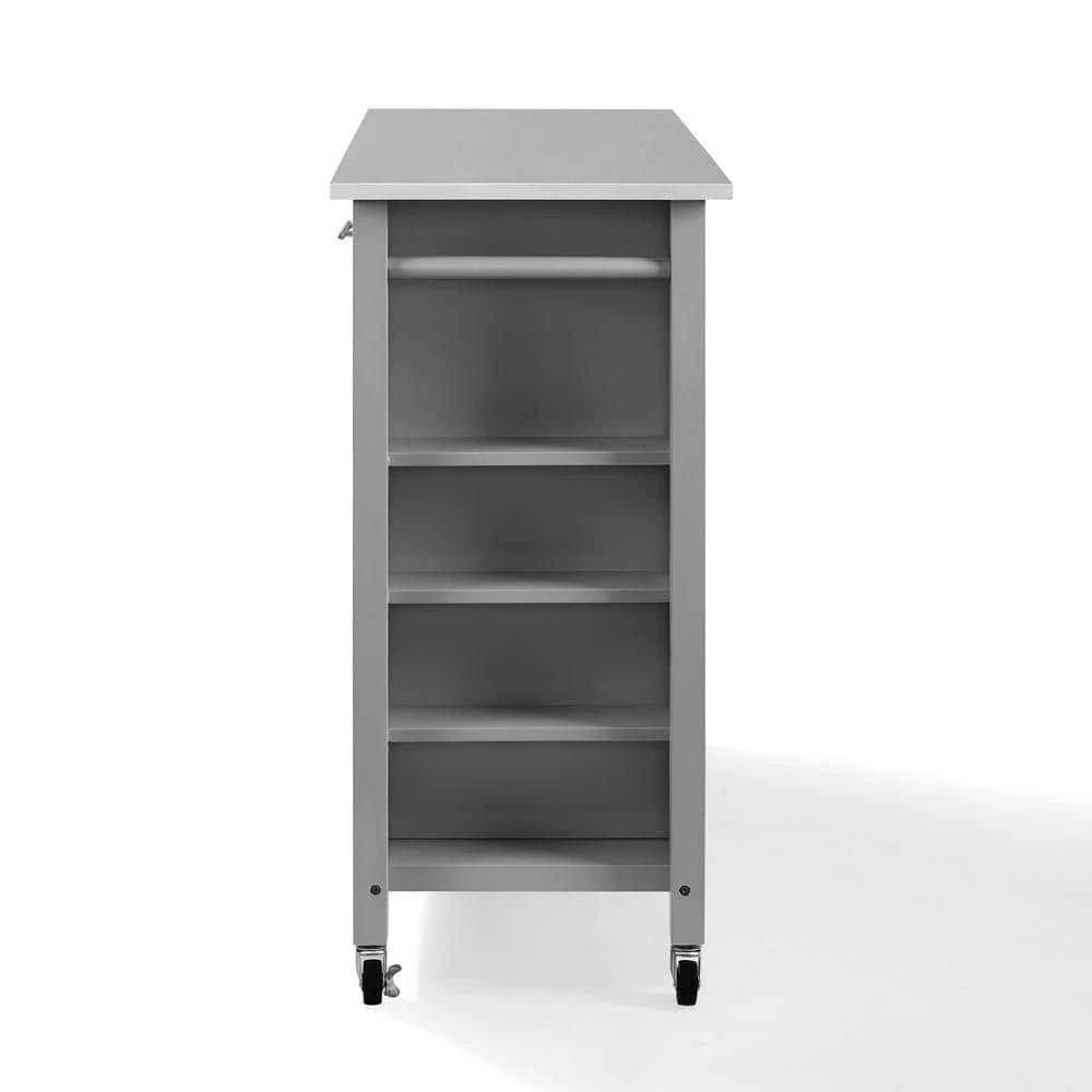 Savannah Gray with Stainless Steel Top Full-Size Kitchen Island by CROSLEY FURNITURE 7 Savannah Gray with Stainless Steel Top Full-Size Kitchen Island by CROSLEY FURNITURE - Image 5