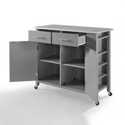 Savannah Gray with Stainless Steel Top Full-Size Kitchen Island by CROSLEY FURNITURE 11 Savannah Gray with Stainless Steel Top Full-Size Kitchen Island by CROSLEY FURNITURE -Deals CROSLEY FURNITURE Store gray with stainless top crosley furniture kitchen carts cf3029ss gy 4f 1000