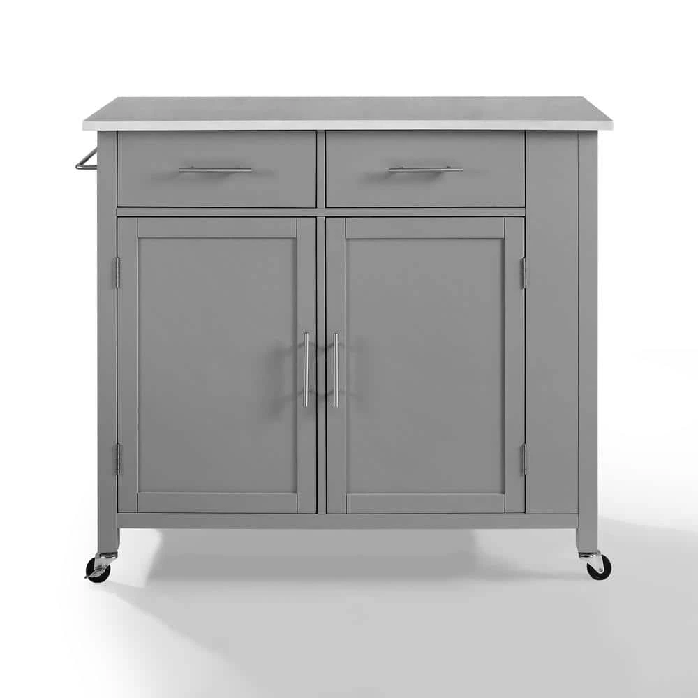 Savannah Gray with Stainless Steel Top Full-Size Kitchen Island by CROSLEY FURNITURE 3 Savannah Gray with Stainless Steel Top Full-Size Kitchen Island by CROSLEY FURNITURE