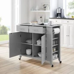 Savannah Gray with Stainless Steel Top Full-Size Kitchen Island by CROSLEY FURNITURE 14 Savannah Gray with Stainless Steel Top Full-Size Kitchen Island by CROSLEY FURNITURE -Deals CROSLEY FURNITURE Store gray with stainless top crosley furniture kitchen carts cf3029ss gy fa 1000
