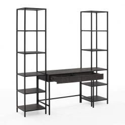 Jacobsen 79 in. 3-Piece Brown Ash Rectangular Writing Desk and Etagere Set by CROSLEY FURNITURE -Deals CROSLEY FURNITURE Store jacobsen crosley furniture writing desks kf13092br 4f 1000