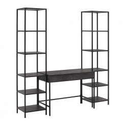 Jacobsen 79 in. 3-Piece Brown Ash Rectangular Writing Desk and Etagere Set by CROSLEY FURNITURE