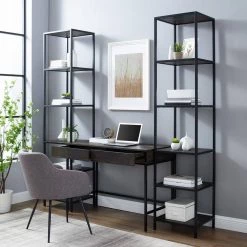 Jacobsen 79 in. 3-Piece Brown Ash Rectangular Writing Desk and Etagere Set by CROSLEY FURNITURE -Deals CROSLEY FURNITURE Store jacobsen crosley furniture writing desks kf13092br 77 1000