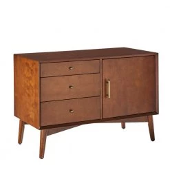 Landon 40 in. Mahogany Rectangle Wood Console Table with Drawers by CROSLEY FURNITURE