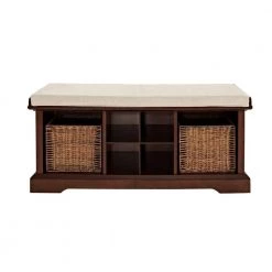 Brennan Entryway Storage Bench in Mahogany by CROSLEY FURNITURE