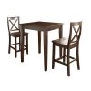 3-Piece Mahogany Pub Dining Set With X-Back Stools by CROSLEY FURNITURE