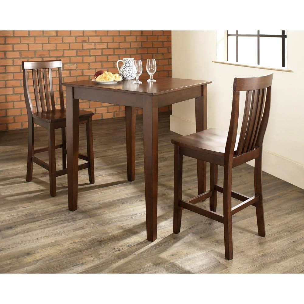 3-Piece Mahogany with School House Stools Pub Dining by CROSLEY FURNITURE 5 3-Piece Mahogany with School House Stools Pub Dining by CROSLEY FURNITURE - Image 3