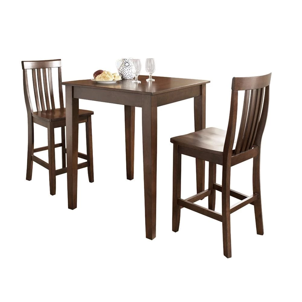 3-Piece Mahogany with School House Stools Pub Dining by CROSLEY FURNITURE 3 3-Piece Mahogany with School House Stools Pub Dining by CROSLEY FURNITURE
