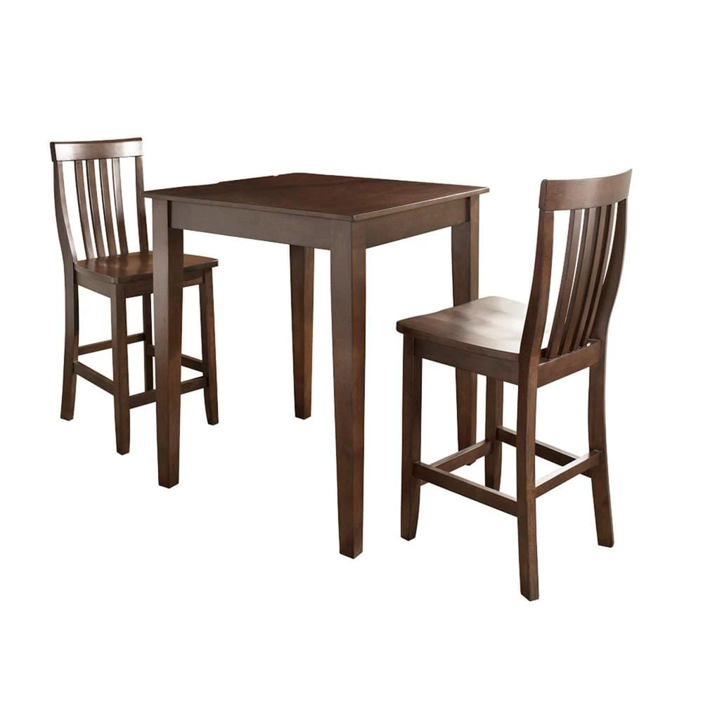 3-Piece Mahogany with School House Stools Pub Dining by CROSLEY FURNITURE 4 3-Piece Mahogany with School House Stools Pub Dining by CROSLEY FURNITURE - Image 2