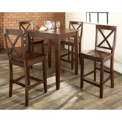5-Piece Mahogany Pub Dining Set With X-Back Stools by CROSLEY FURNITURE -Deals CROSLEY FURNITURE Store mahogany crosley furniture dining room sets kd520005ma 31 1000