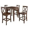 5-Piece Mahogany Pub Dining Set With X-Back Stools by CROSLEY FURNITURE