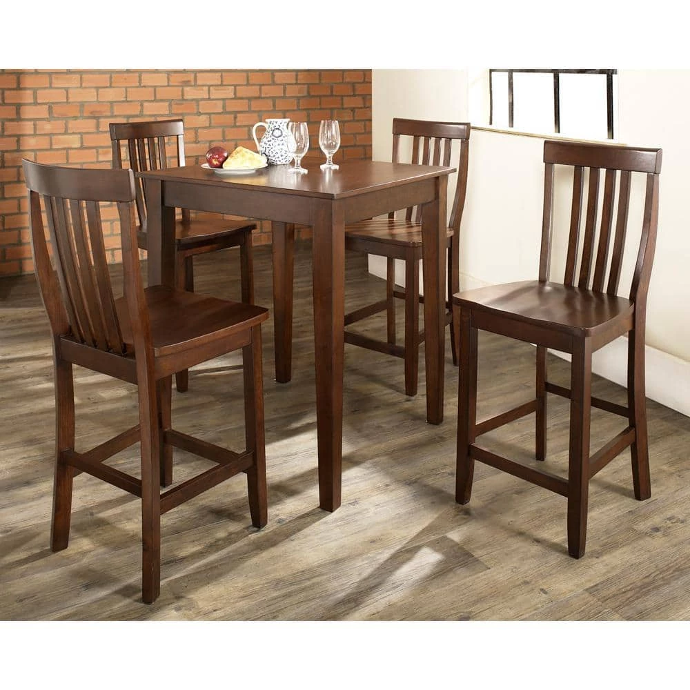 Mahogany Dining Set with School House Stools (5-Piece) by CROSLEY FURNITURE 6 Mahogany Dining Set with School House Stools (5-Piece) by CROSLEY FURNITURE - Image 4