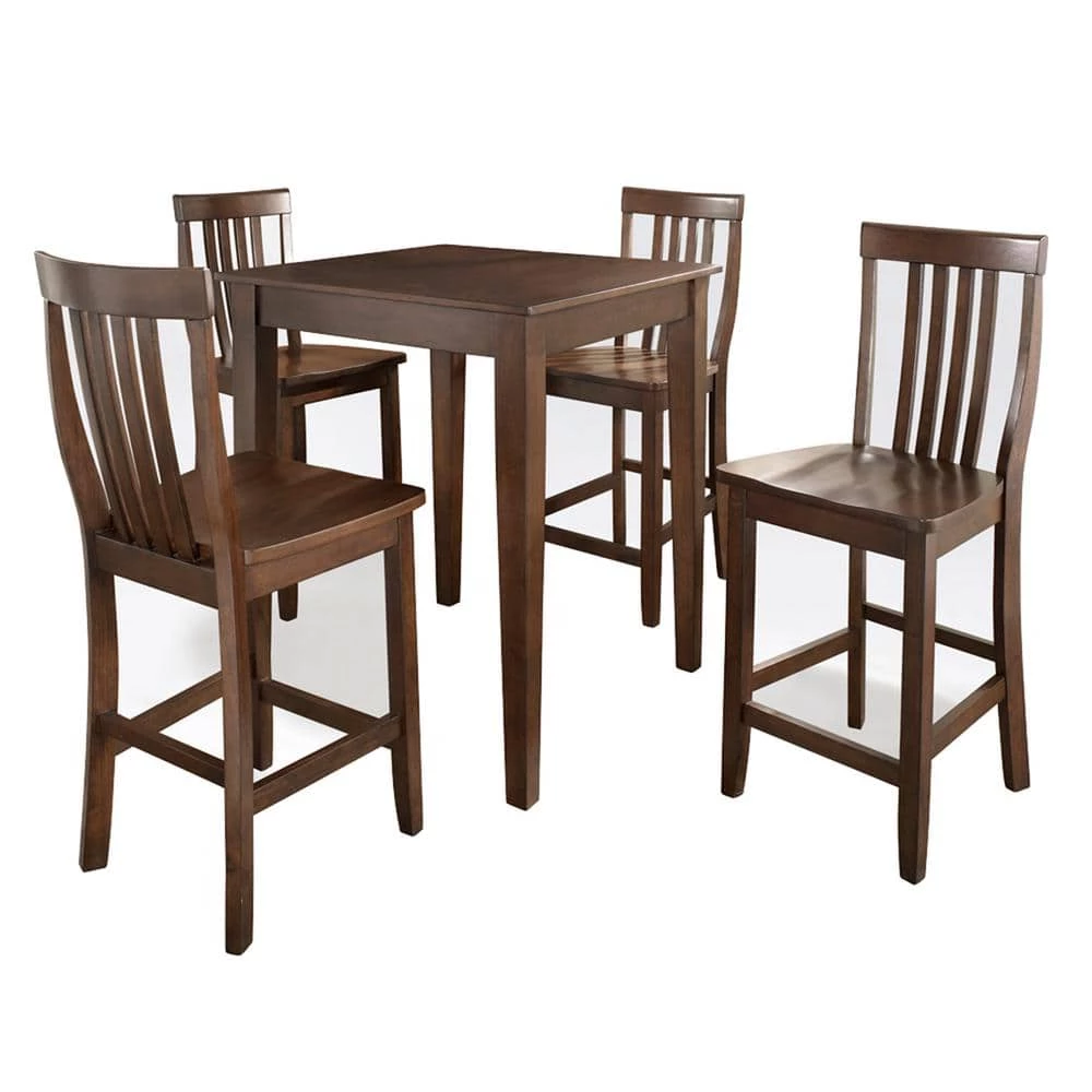 Mahogany Dining Set with School House Stools (5-Piece) by CROSLEY FURNITURE 4 Mahogany Dining Set with School House Stools (5-Piece) by CROSLEY FURNITURE - Image 2