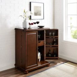 Alexandria Mahogany Bar with Expandable Storage by CROSLEY FURNITURE -Deals CROSLEY FURNITURE Store mahogany crosley furniture home bars kf40001ama 77 1000