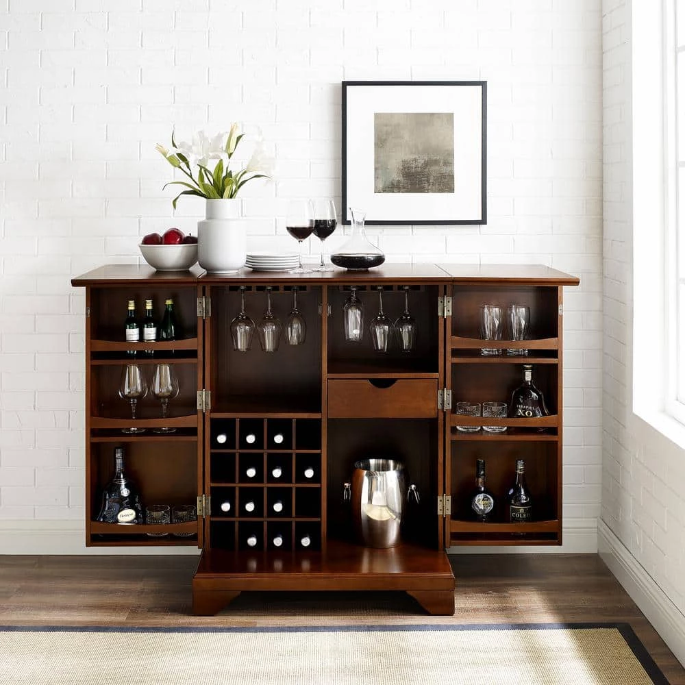 LaFayette Mahogany Bar with Expandable Storage by CROSLEY FURNITURE 7 LaFayette Mahogany Bar with Expandable Storage by CROSLEY FURNITURE - Image 5