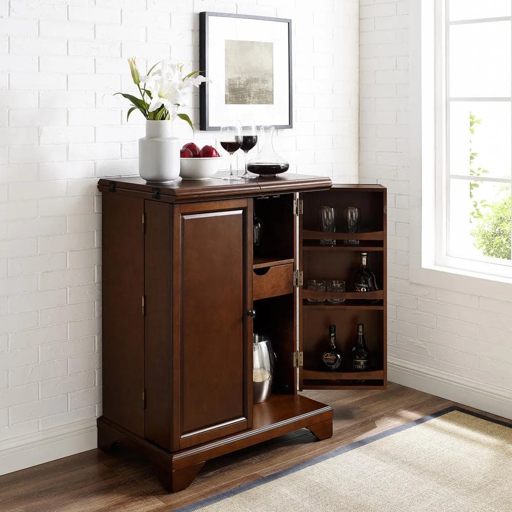 LaFayette Mahogany Bar with Expandable Storage by CROSLEY FURNITURE 5 LaFayette Mahogany Bar with Expandable Storage by CROSLEY FURNITURE - Image 3